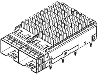 SFP+ 1x2 cage connector with heat sink
